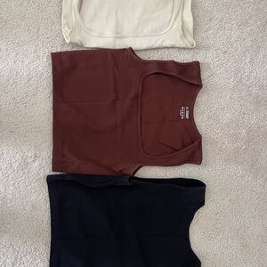 Set of Three Ribbed Tank Tops Amazon